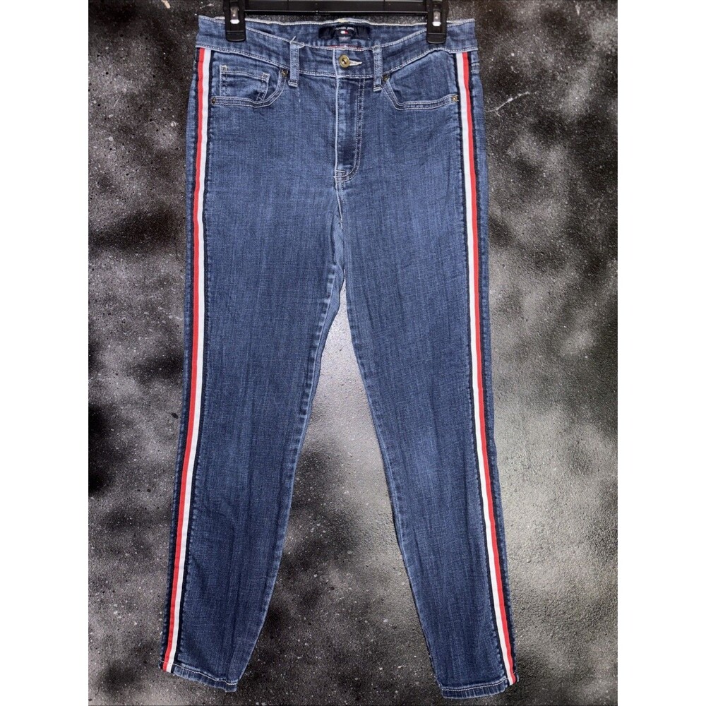 Tommy Hilfiger Jeans Tribeca Skinny Women's Sz 4 Side Stripes 90s Look  Mid Rise